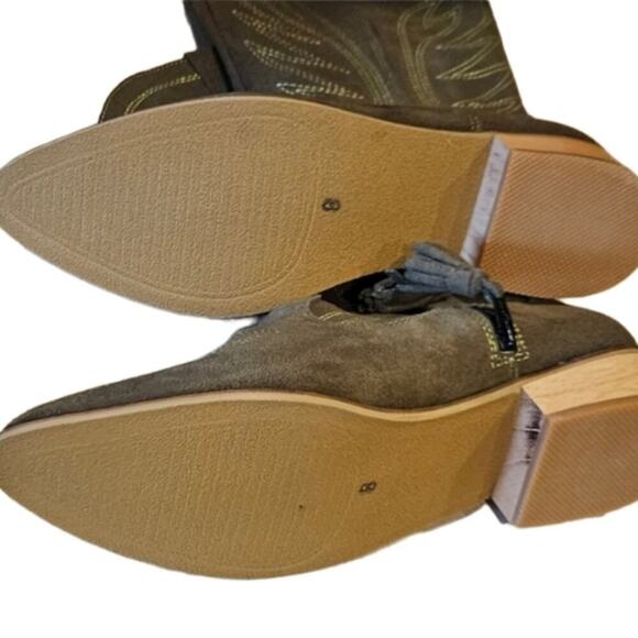 NEW! SILVIA COBOS Green Suede Leather Rodeo Western Cowboy Boots Mid-calf 8. - Picture 9 of 9